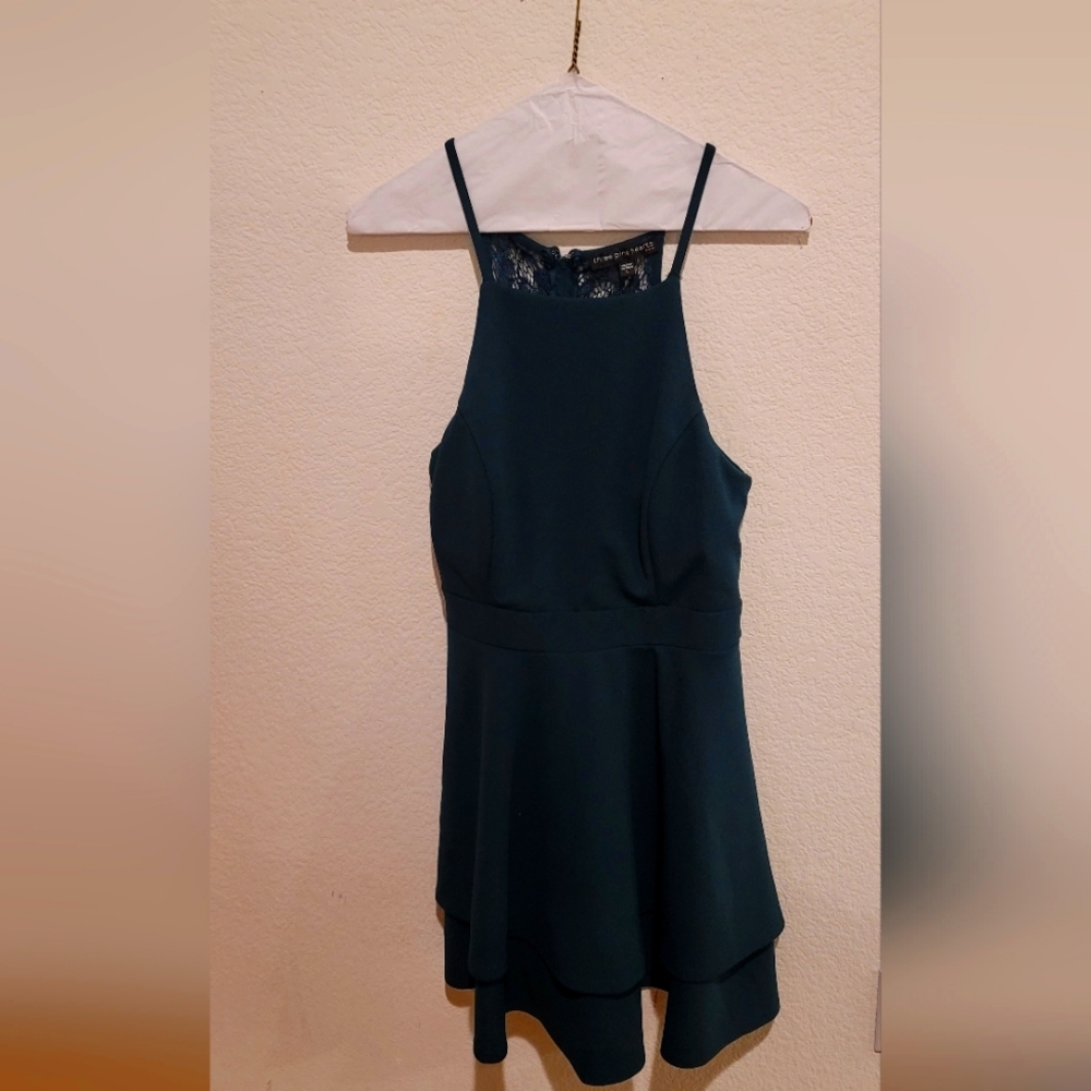 Three Pink Heart Large Green Dress
